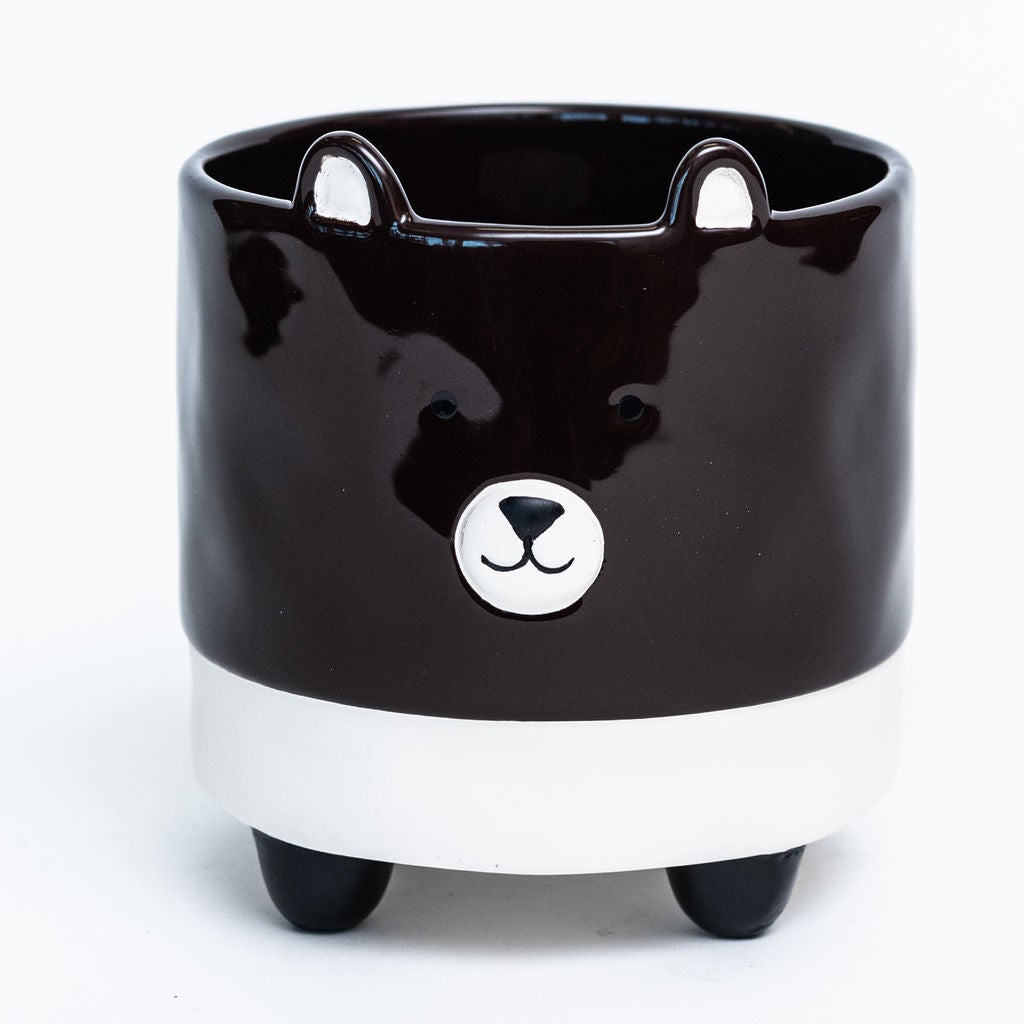 4.5" Glazed Black Puppy Cache Pot (CE00-102)