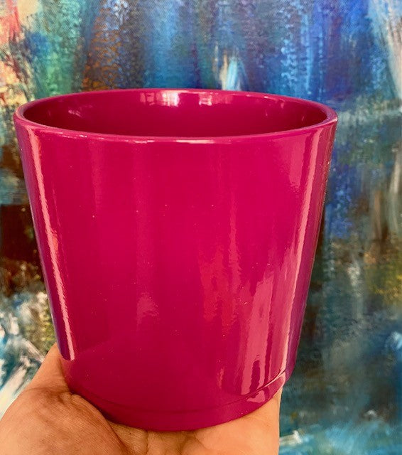 Cyclamen Pink Ceramic Pot 4.5"