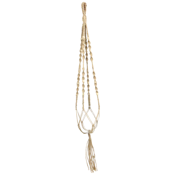 Natural Macrame Pot Hanger with Beads