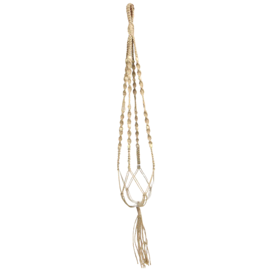 Natural Macrame Pot Hanger with Beads