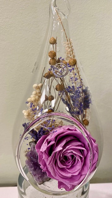Preserved Rose in Tear-"Sparkling Mauve."