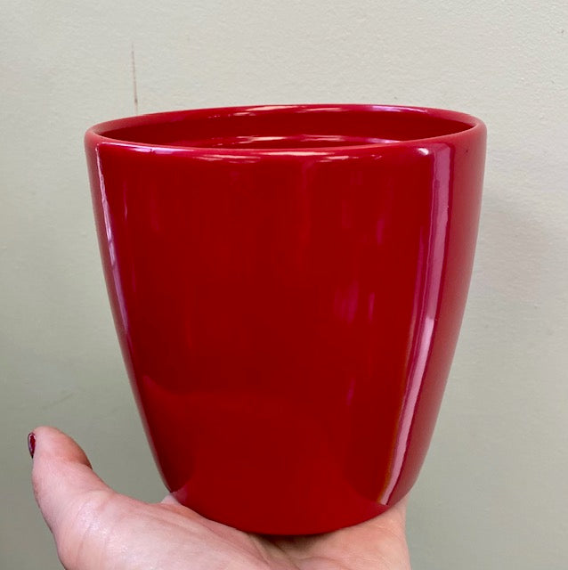 Crimson Red Ceramic Pot 4.5"/ White Ceramic Pot 4.5"