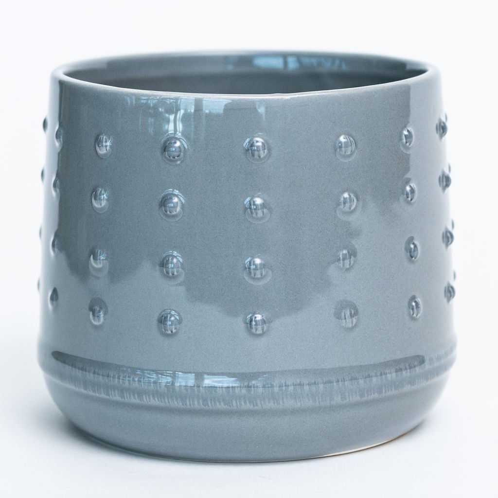 Glazed Cache Pot - 4" Dolomite Dotted Grey