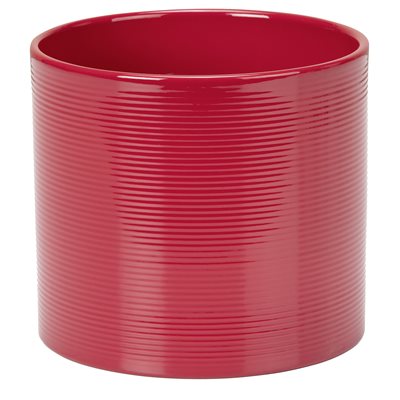 Red Ribbed Cylinder Pot