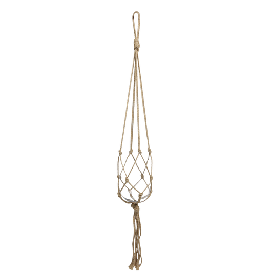 Macrame Pot Hanger With Beads - Light Natural