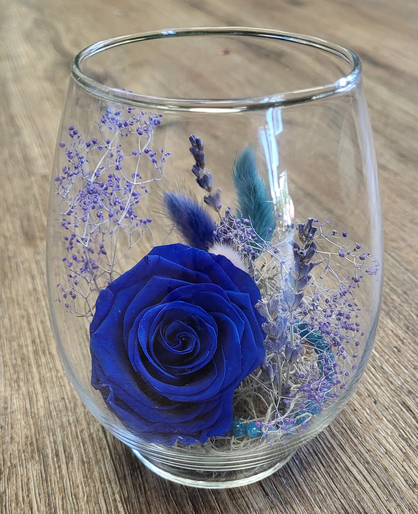 Preserved Rose in Egg Vase - 'Blue so True'