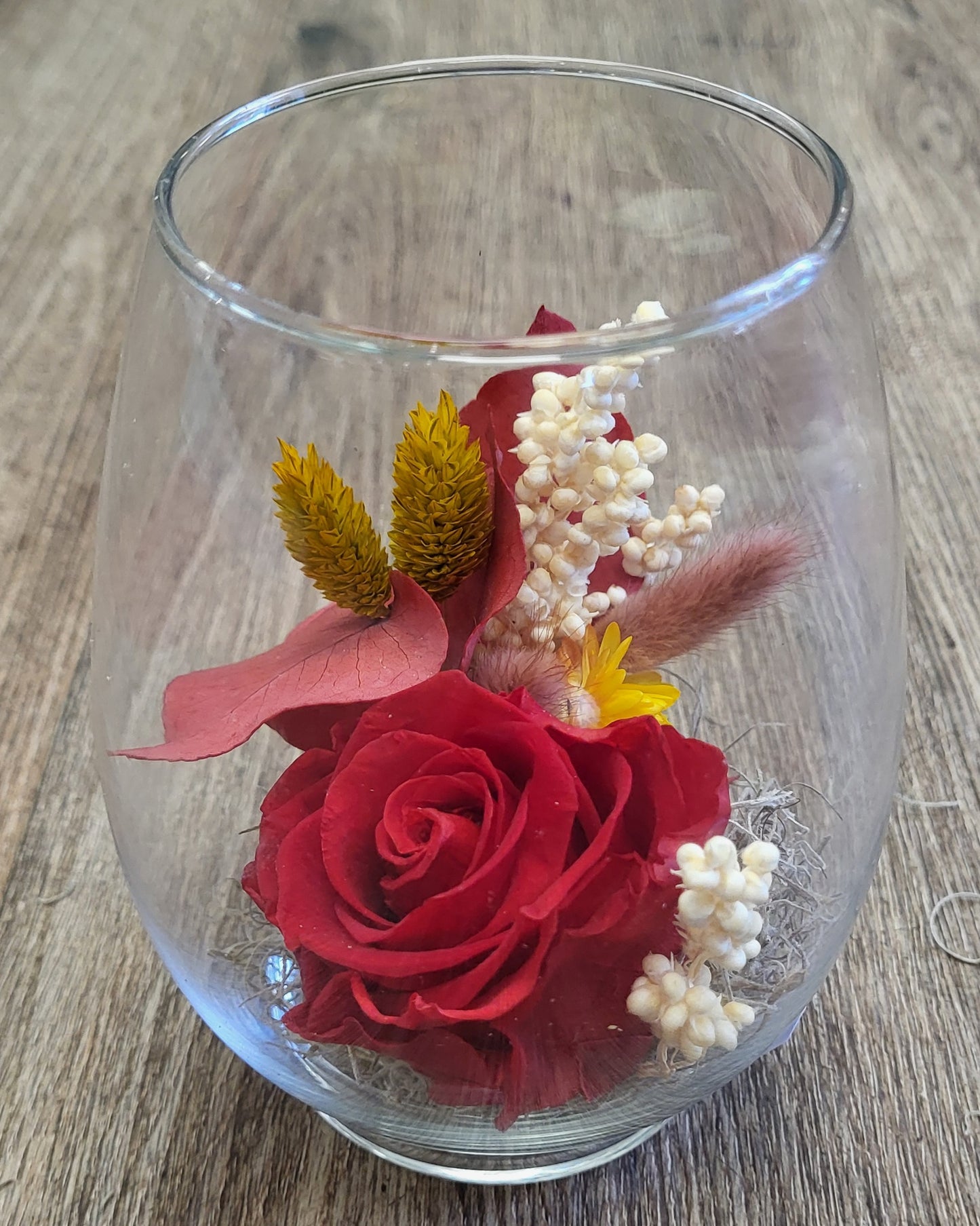 Preserved Rose in Egg Vase -Red-Night Delight