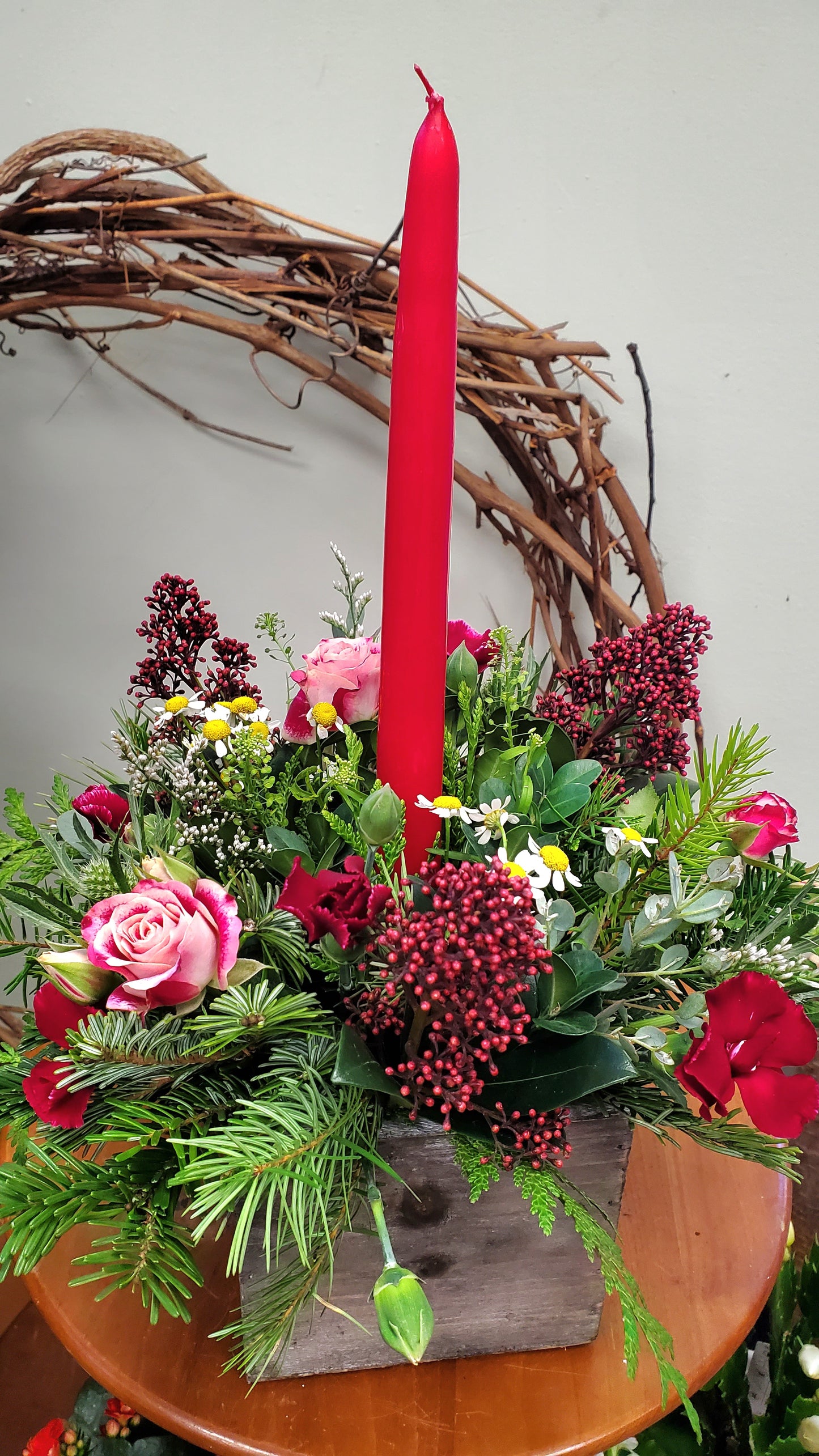 Rustic Holiday Candle Arrangement