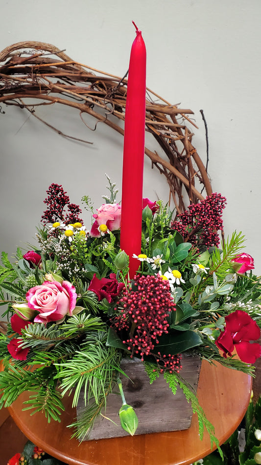 Rustic Holiday Candle Arrangement