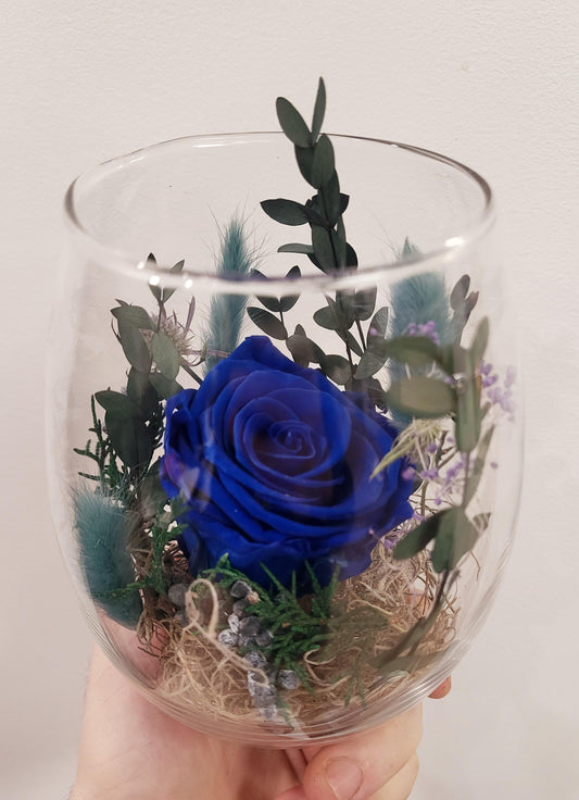 Preserved Rose in Egg Vase - Navy Blue (RE.NB1)