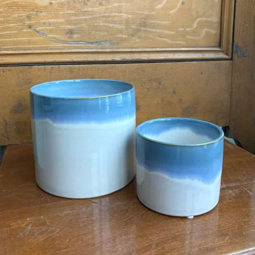 Blue Reactive Glazed Ceramic Pot - Assorted Sizes