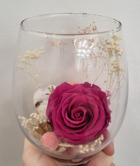 Preserved Rose in Egg Vase - Hot Pink (RE.HP1)