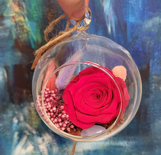 4" Preserved Rose Sphere - Hot Pink Rose
