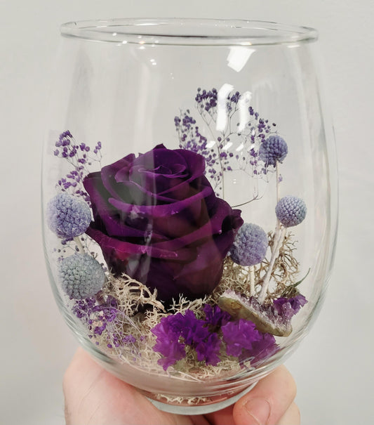 Preserved Rose in Egg Vase - Deep Purple (RE.DPP1)