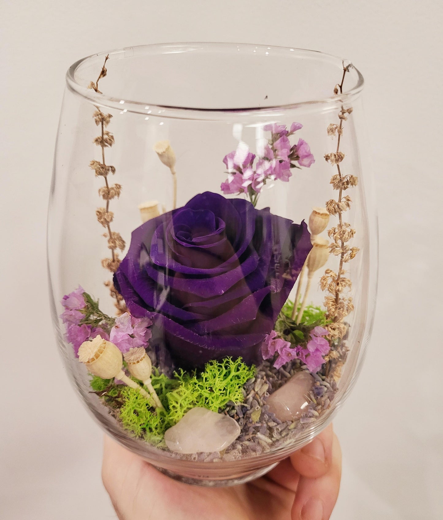 Preserved Rose in Egg Vase - Deep Purple (RE.DPP2)
