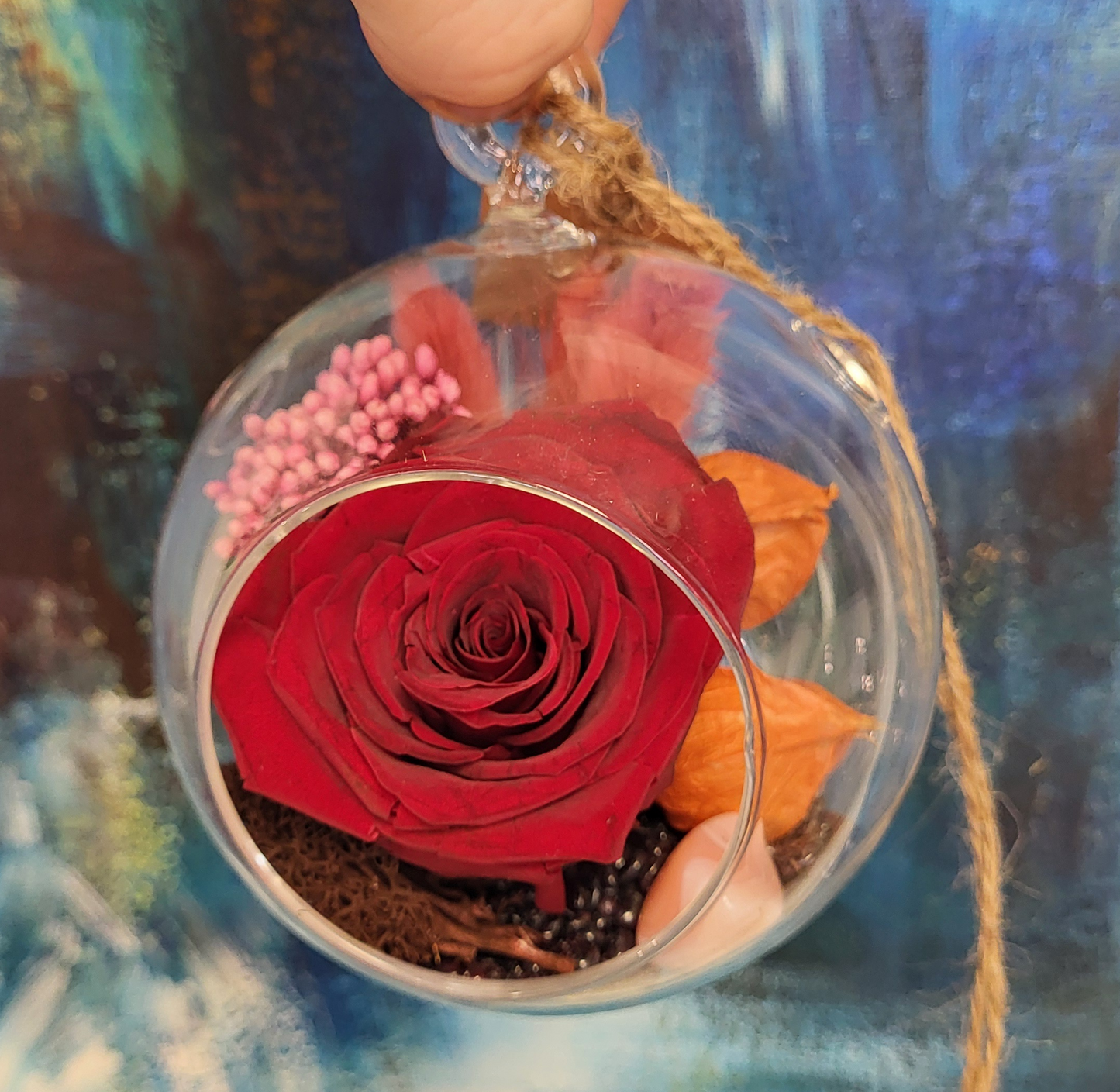 4" Preserved Rose Sphere - Deep Red