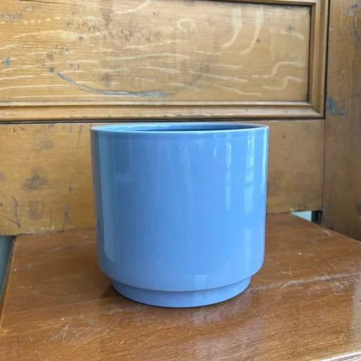 Shiny Blue Ceramic Pot - 6.5"