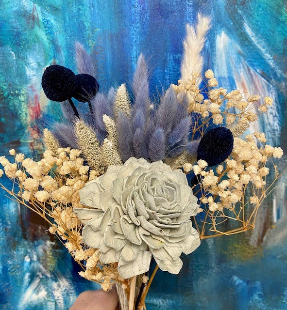 Blue/Cream Preserved Bouquet-Winter Dream-Dried Bouquet