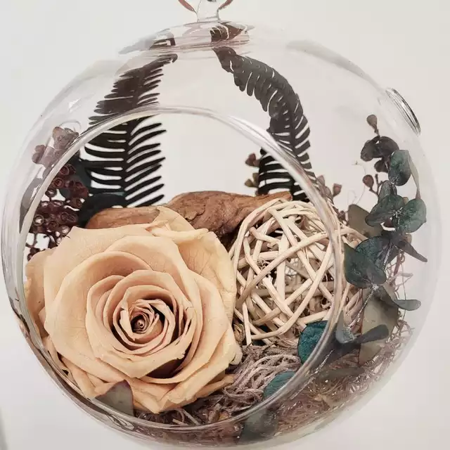 6" Preserved Rose Sphere - Au Natural