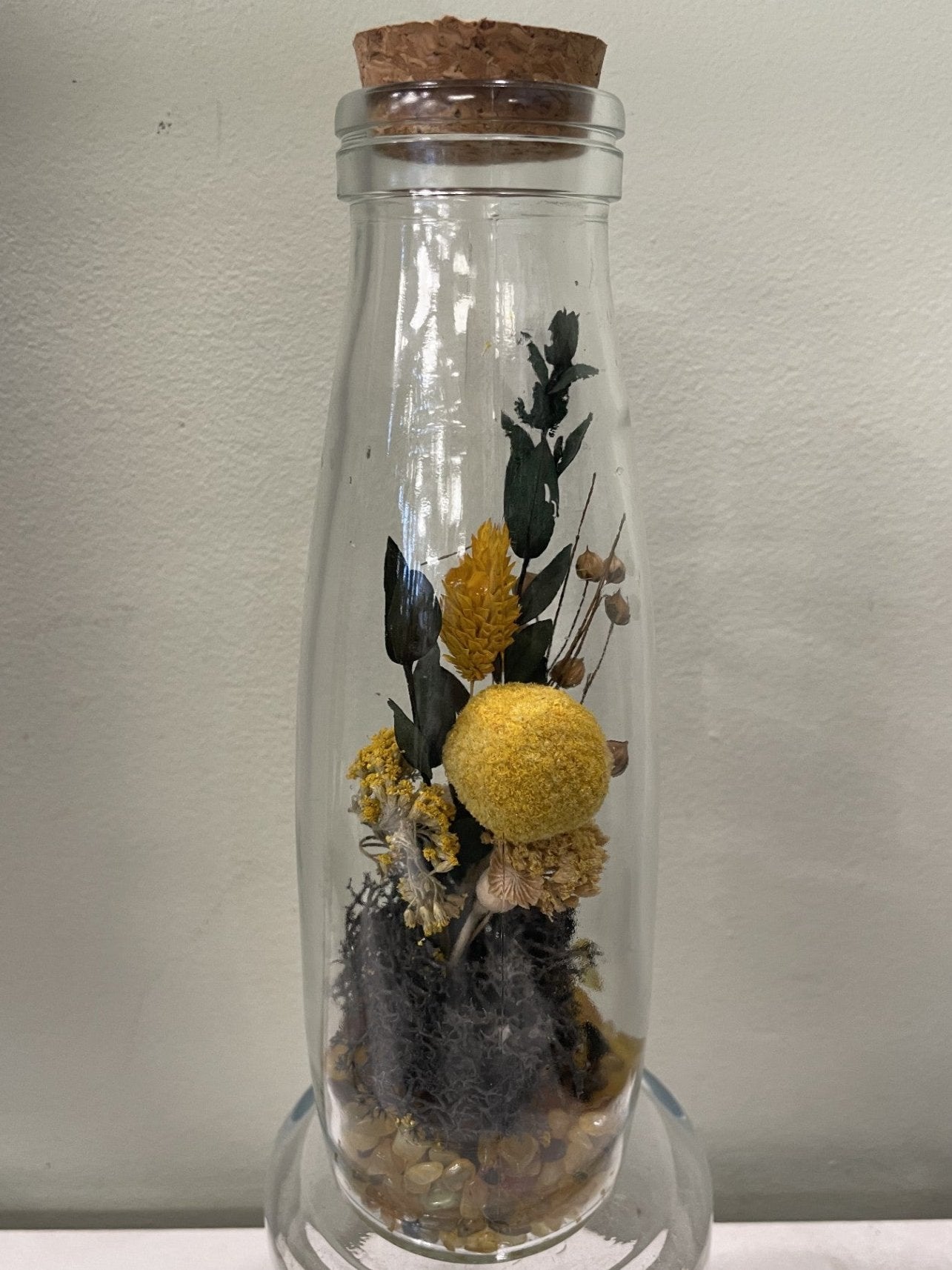 Dried Botanical Bottle with Citrine Crushed Stones