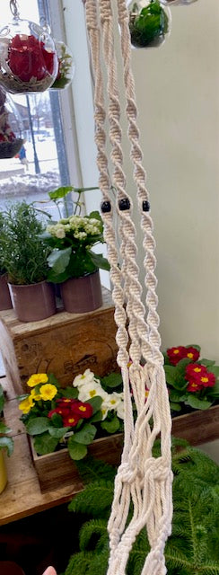 Macrame Hanger Ivory Delux-With Black Beads