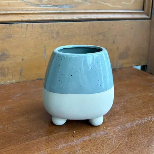 Footed Speckled Glazed Sage Container