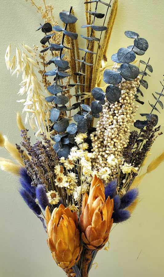 Blue White, dried flower Bouquet