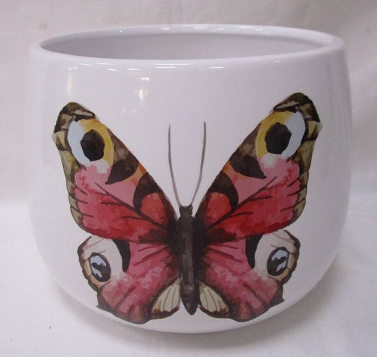 7.5" Ceramic White Butterfly Print (CE10-403)