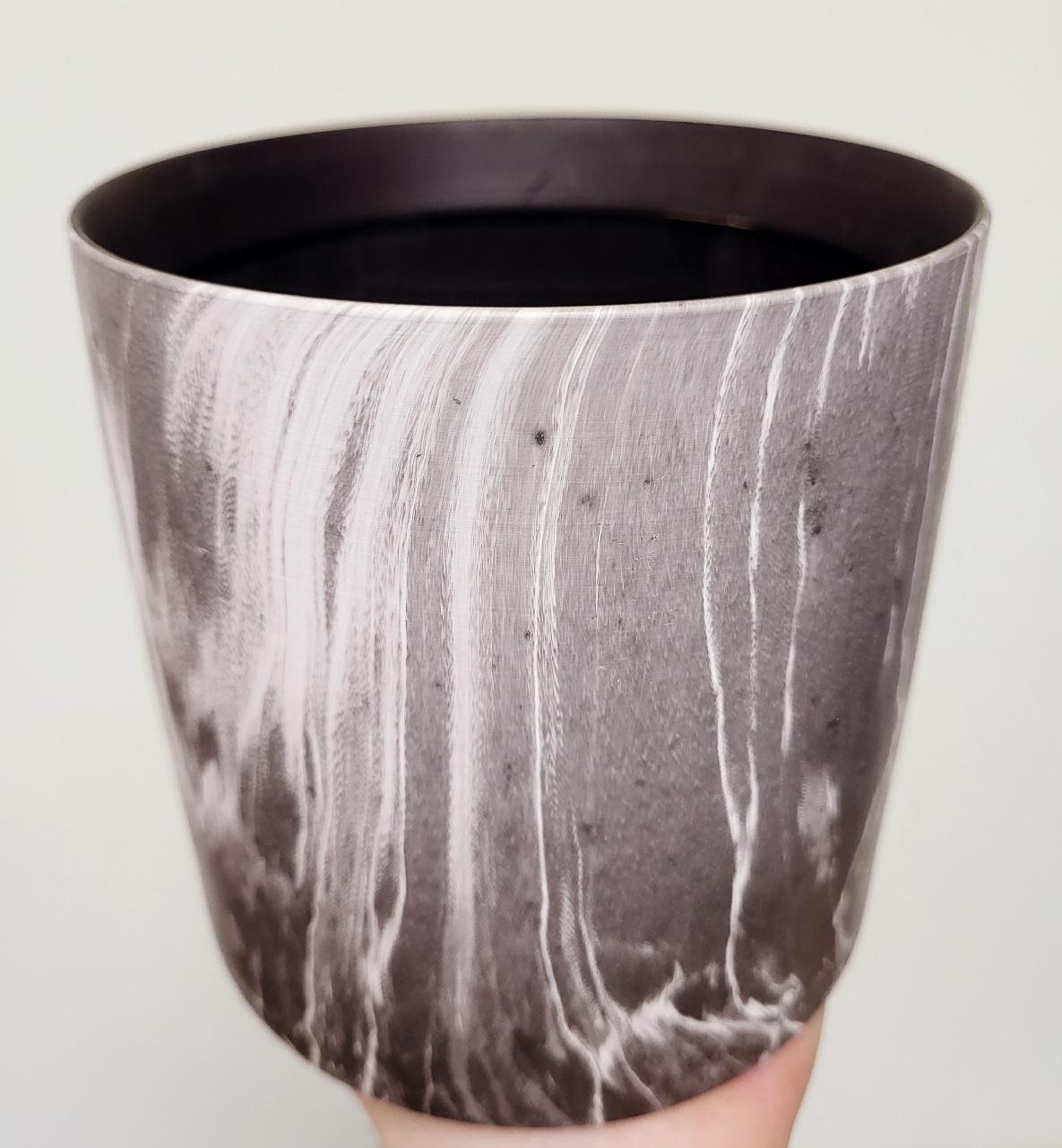 Black Marble Cylinder Cache Pot